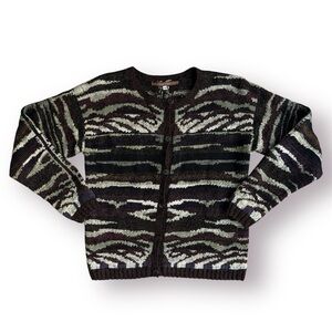 Peruvian Connection Pima Cotton Knit Cardigan Zebra Button Up Small S Artisan